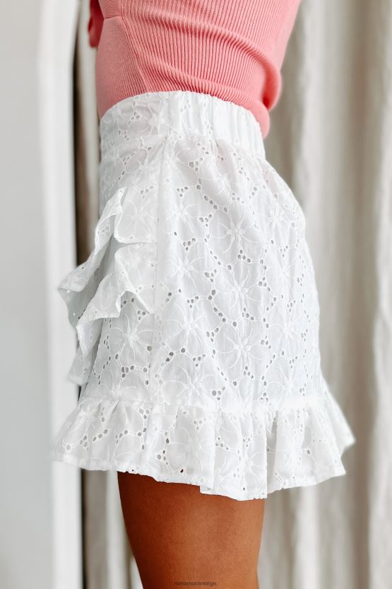 hvit NanaMacs endeløs tilbedelse ruffled eyelet mini skjørt 402NJ03281