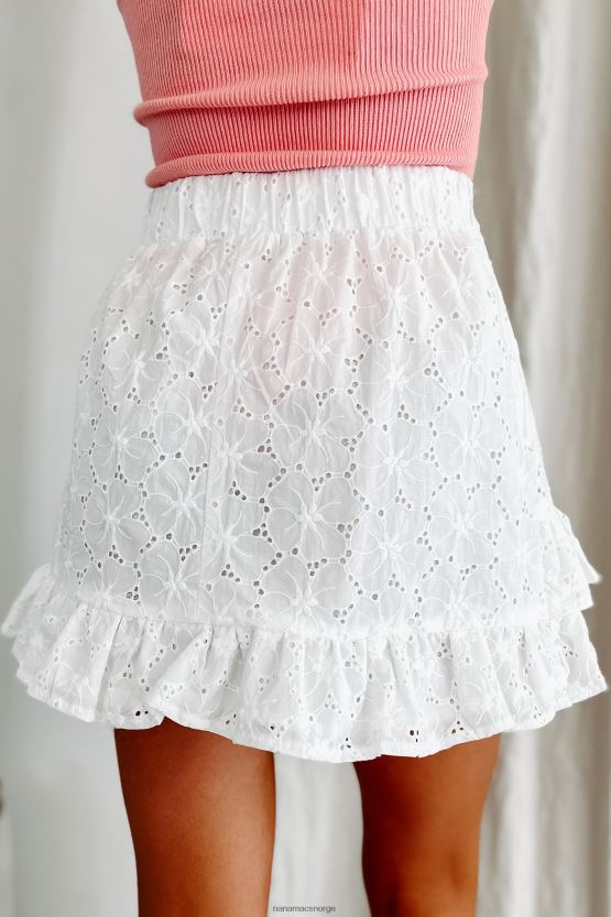 hvit NanaMacs endeløs tilbedelse ruffled eyelet mini skjørt 402NJ03281
