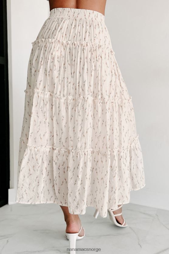 krem NanaMacs ser etter skjønnhet floral lagdelt midi-skjørt 402NJ01584