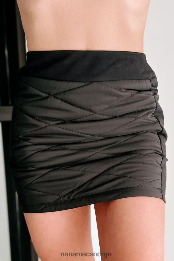 svart NanaMacs skihare vattert nylon miniskjørt 402NJ03211