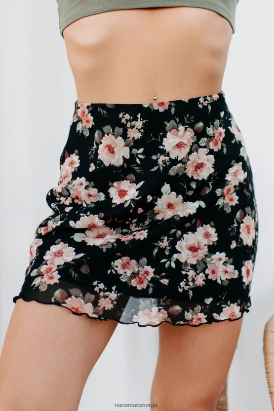 svart NanaMacs stella blomstret miniskjørt 402NJ03233