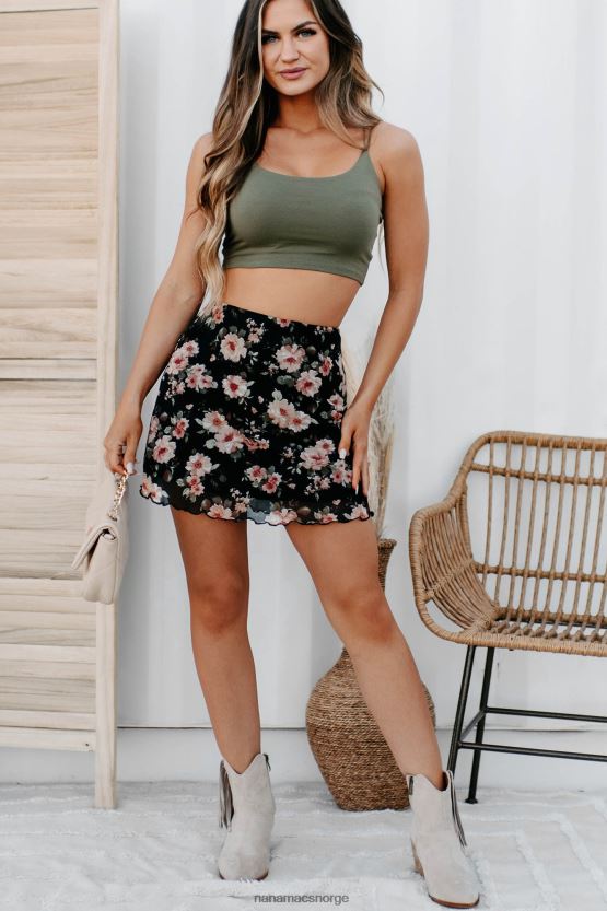 svart NanaMacs stella blomstret miniskjørt 402NJ03233