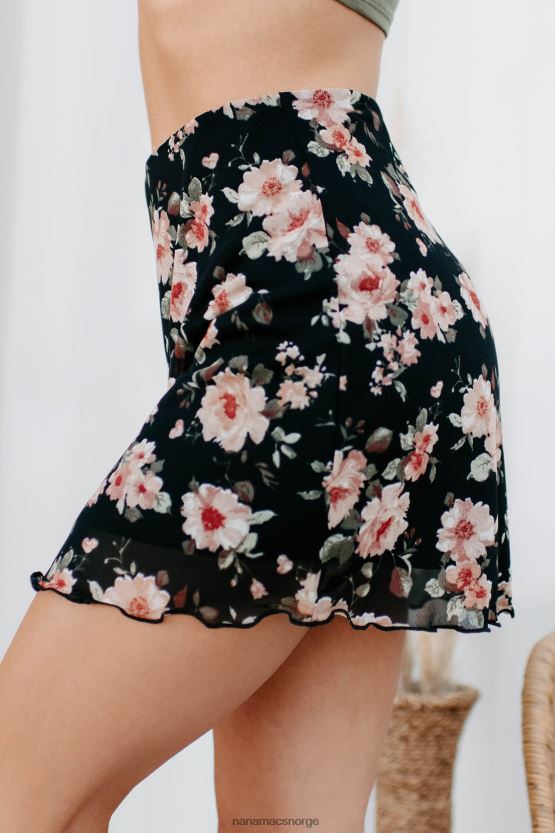 svart NanaMacs stella blomstret miniskjørt 402NJ03233