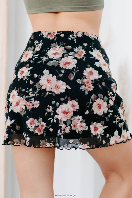 svart NanaMacs stella blomstret miniskjørt 402NJ03233