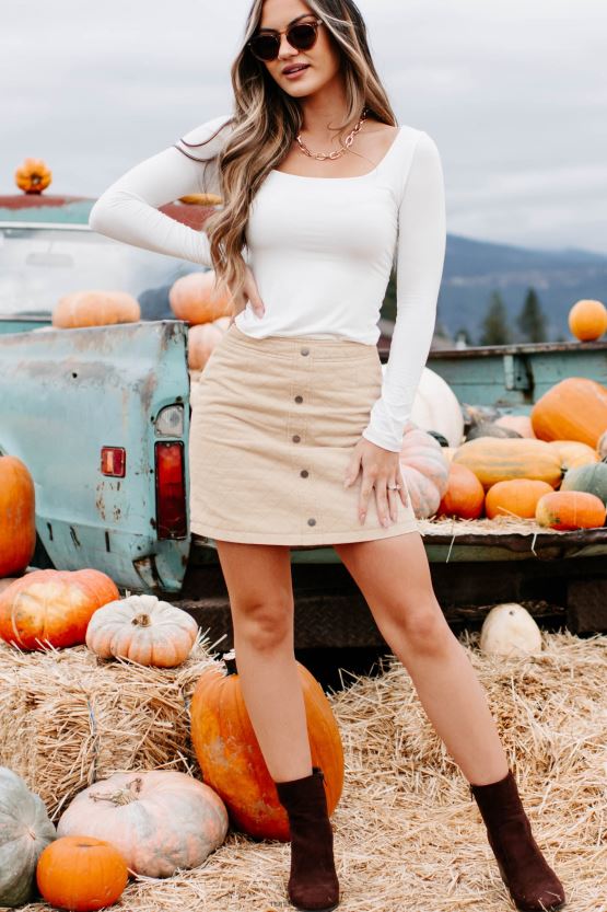 taupe NanaMacs bare i tilfelle vattert miniskjørt 402NJ03226