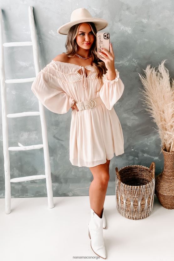 beige NanaMacs dyrke tillit fra skulder chiffongkjolen 402NJ02223