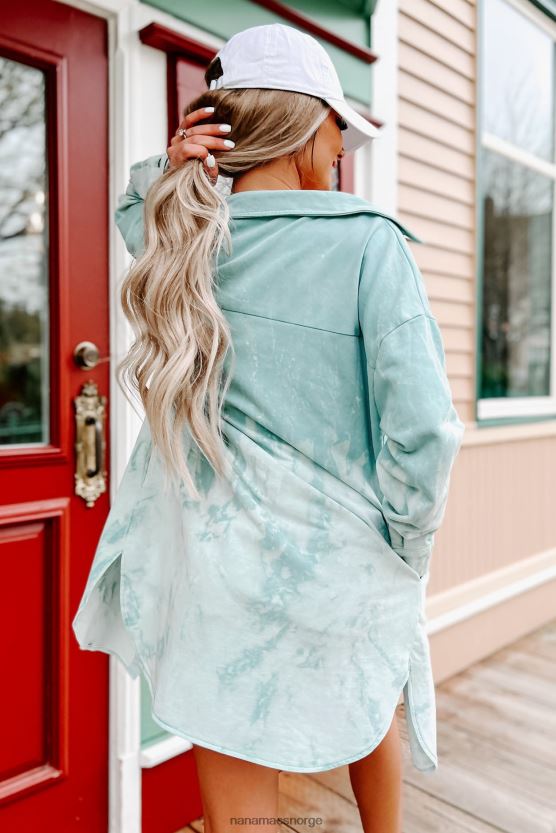 blå NanaMacs feel light hearted bleach dye skjortekjole 402NJ02454