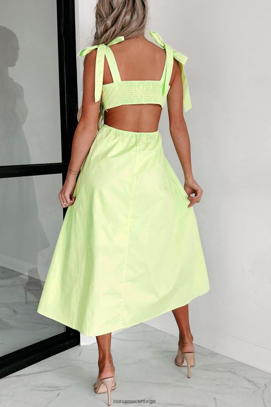 grønn NanaMacs før vi fant oss utskårne midikjole 402NJ02280