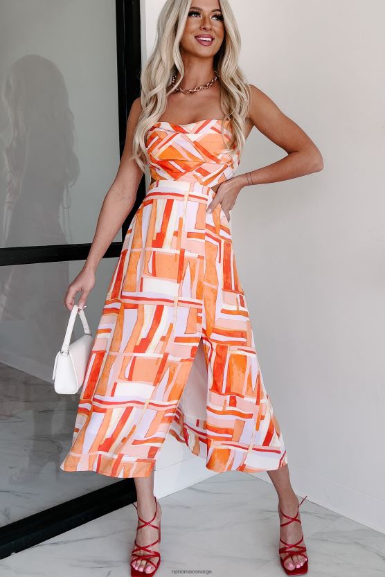 grapefrukt NanaMacs våren crush trykt cut-out midikjole 402NJ02269