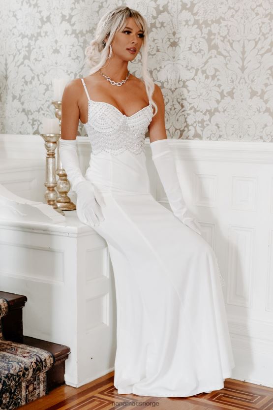 hvit NanaMacs fortryllede øyeblikk beaded blonder havfrue kjole 402NJ02401