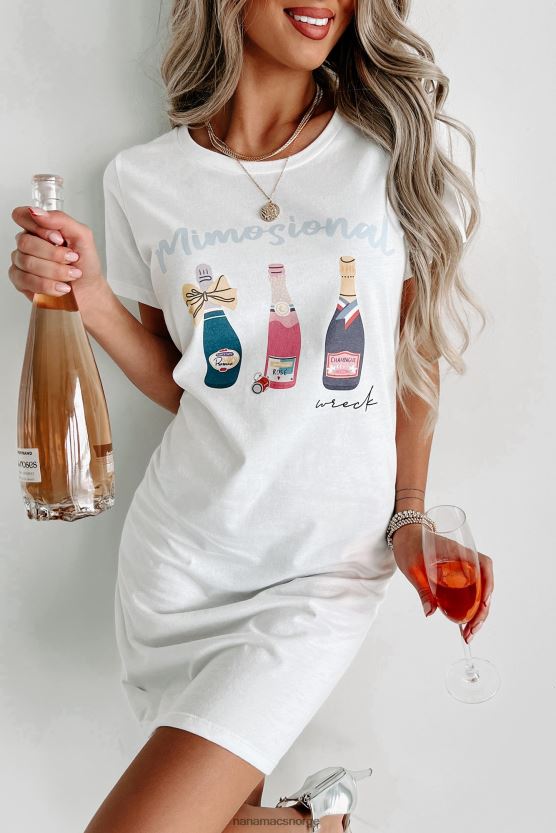 hvit NanaMacs grafisk t-skjortekjole for vraket 402NJ03600