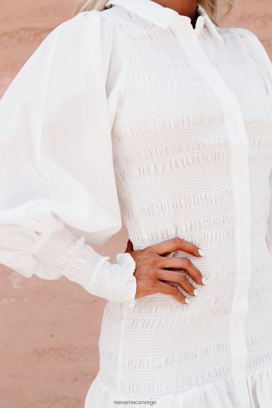 hvit NanaMacs great aspirations langermet smock skjortekjole 402NJ02225