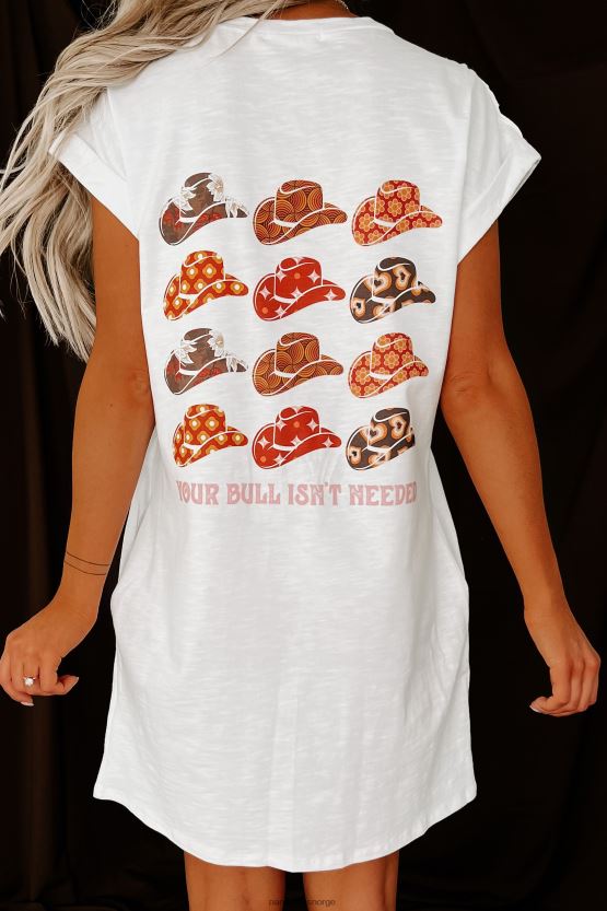 hvit NanaMacs oksen din er ikke nødvendig tosidig grafisk t-skjortekjole 402NJ03591