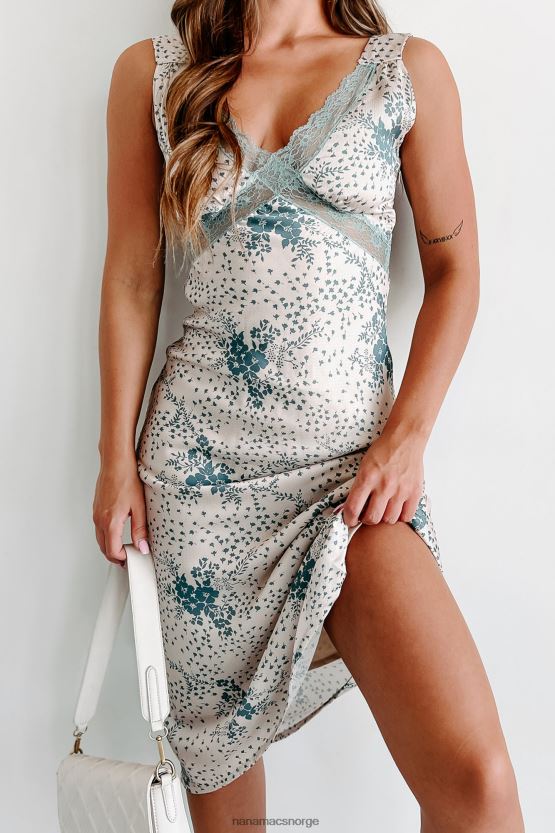 krem NanaMacs country rose sateng blomster midikjole 402NJ02240