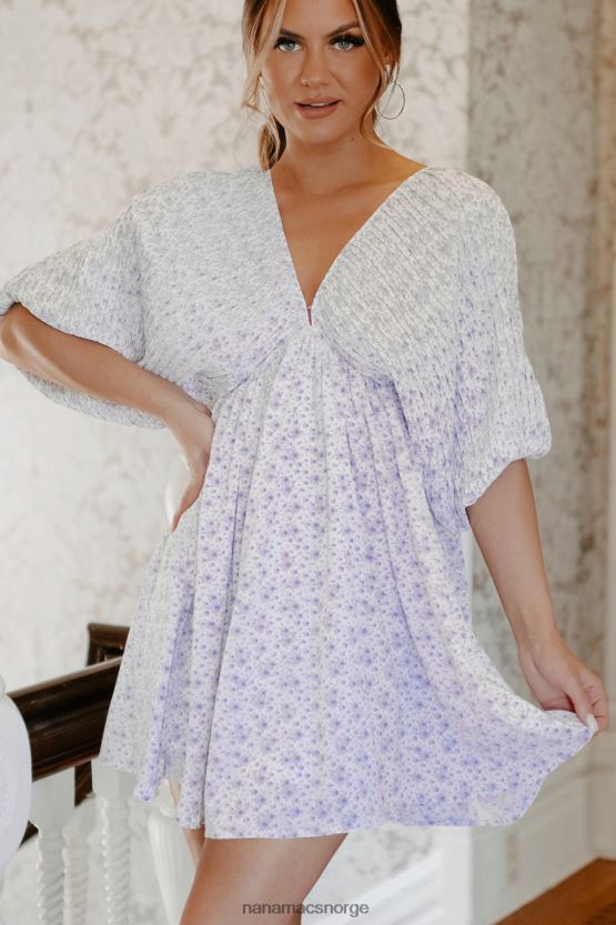 lavendel NanaMacs du vil ha meg tilbake plissert floral babydoll kjole 402NJ02096