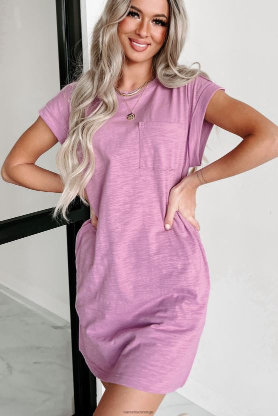 lavendel NanaMacs t-skjortekjole med rå søm med mansjetter 402NJ02071