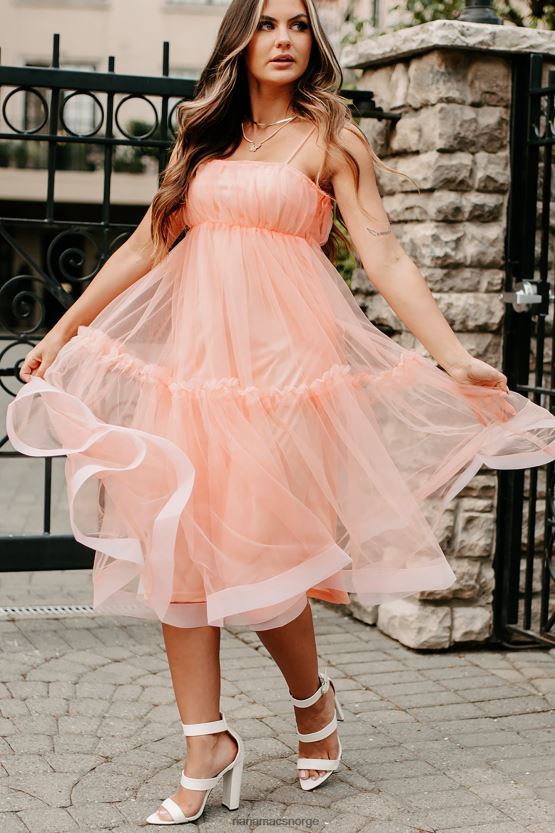 lys fersken NanaMacs kjære for meg lagdelt midikjole 402NJ01861