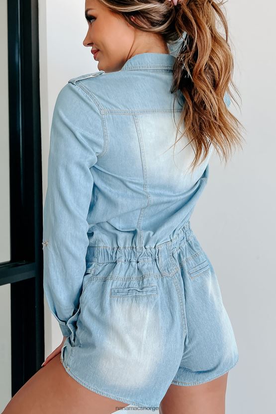 lyse blå NanaMacs i rodeo-mote chambray-romper-kjole 402NJ02443