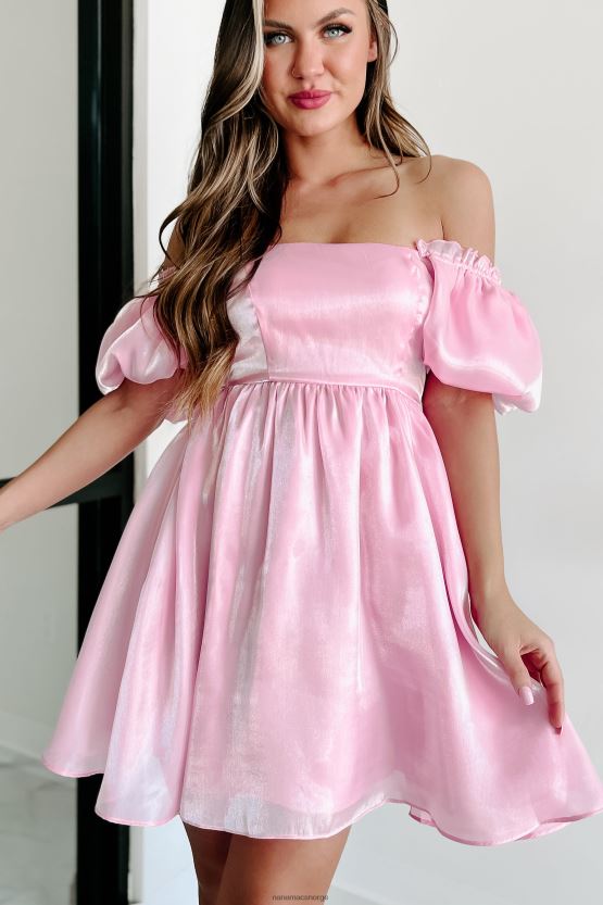 rosa NanaMacs passer for en skinnende babydoll-kjole med pusermer med prinsesse 402NJ01882