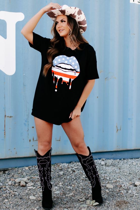 svart NanaMacs dryppende av stolthet oversized grafisk t-skjortekjole 402NJ01904