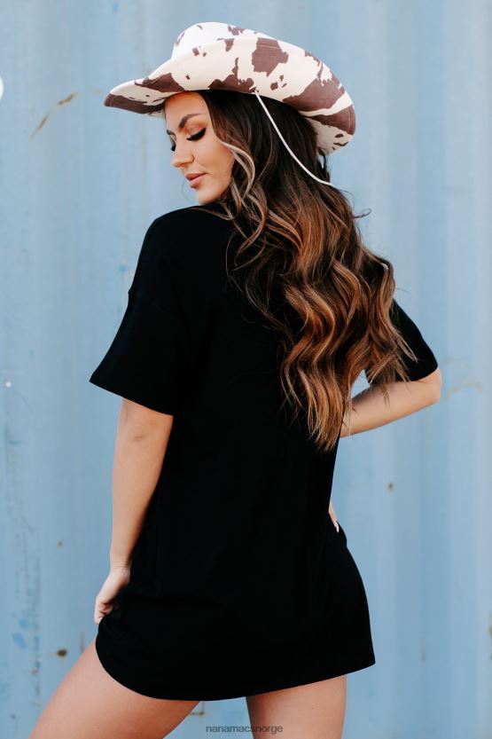 svart NanaMacs dryppende av stolthet oversized grafisk t-skjortekjole 402NJ01904