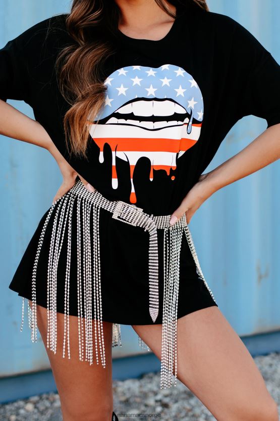 svart NanaMacs dryppende av stolthet oversized grafisk t-skjortekjole 402NJ01904