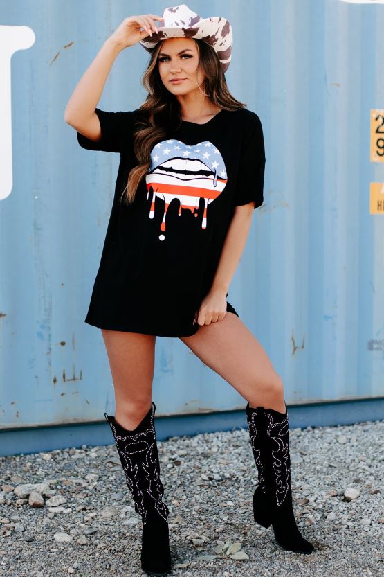 svart NanaMacs dryppende av stolthet oversized grafisk t-skjortekjole 402NJ01904