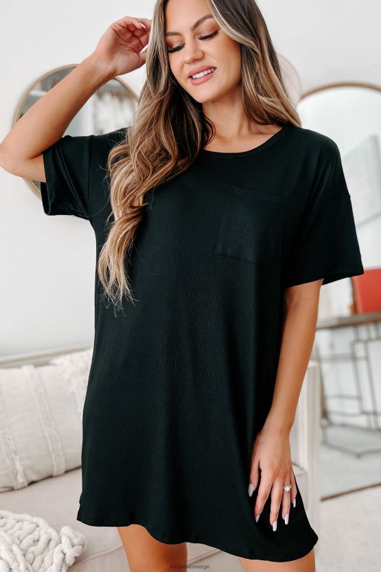 svart NanaMacs ribbet t-skjortekjole 402NJ03606