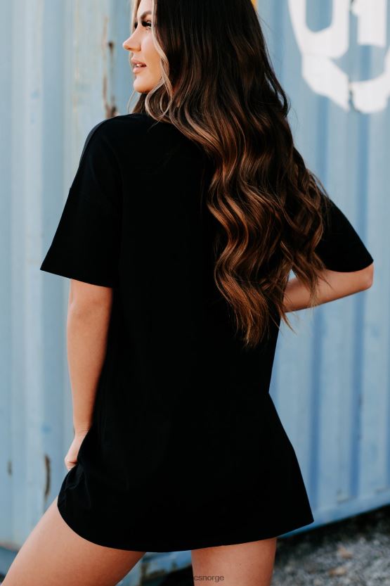 svart NanaMacs rock roll tour oversized grafisk t-skjortekjole 402NJ03573