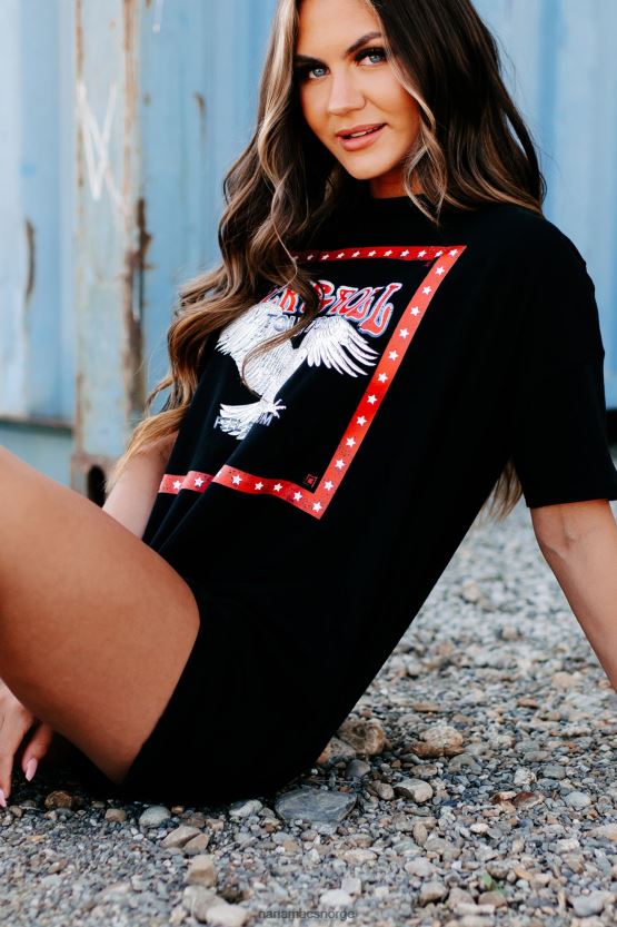 svart NanaMacs rock roll tour oversized grafisk t-skjortekjole 402NJ03573