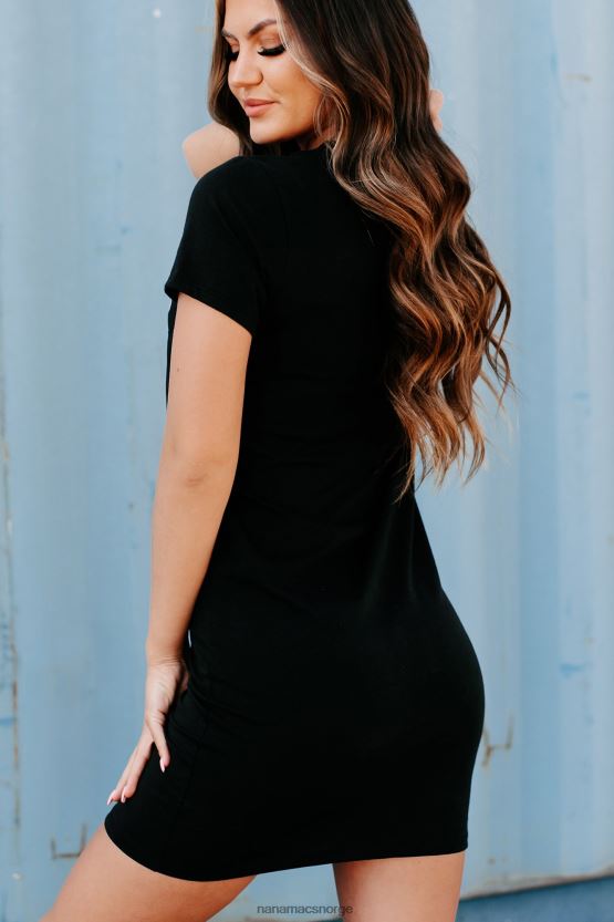 svart NanaMacs ung, vill frimontert grafisk t-skjortekjole 402NJ01897