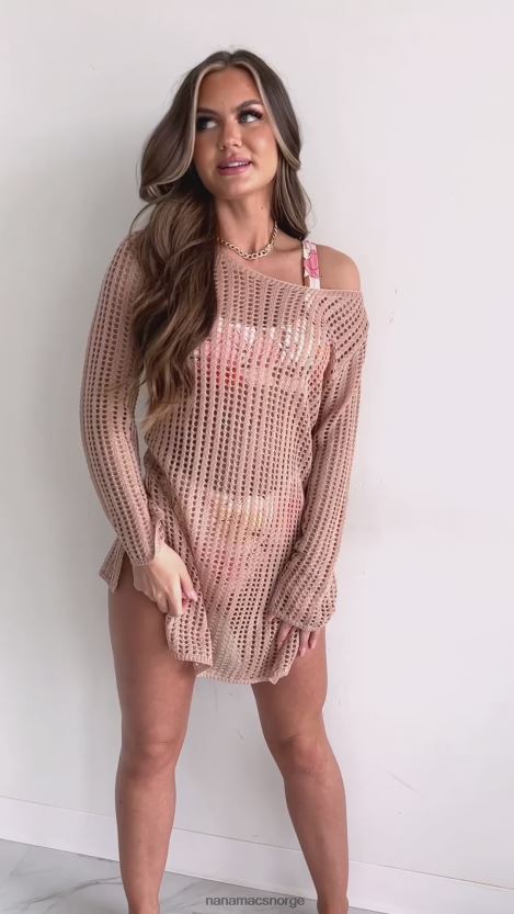 taupe NanaMacs sunny outlook heklet svømmedekkekjole 402NJ03554