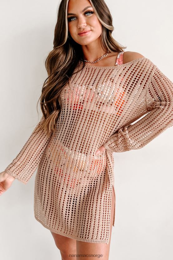 taupe NanaMacs sunny outlook heklet svømmedekkekjole 402NJ03554