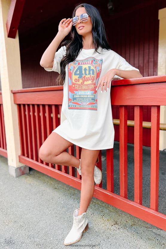 vanilje NanaMacs 4. juli feiring oversized grafisk t-skjortekjole 402NJ01085