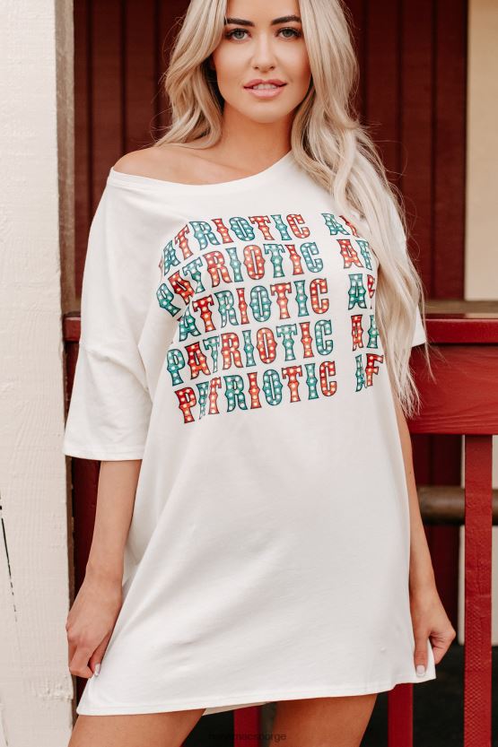 vanilje NanaMacs patriotisk av overdimensjonert grafisk t-skjortekjole 402NJ03569