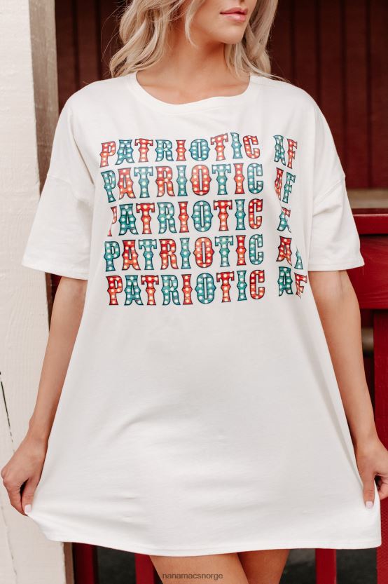 vanilje NanaMacs patriotisk av overdimensjonert grafisk t-skjortekjole 402NJ03569