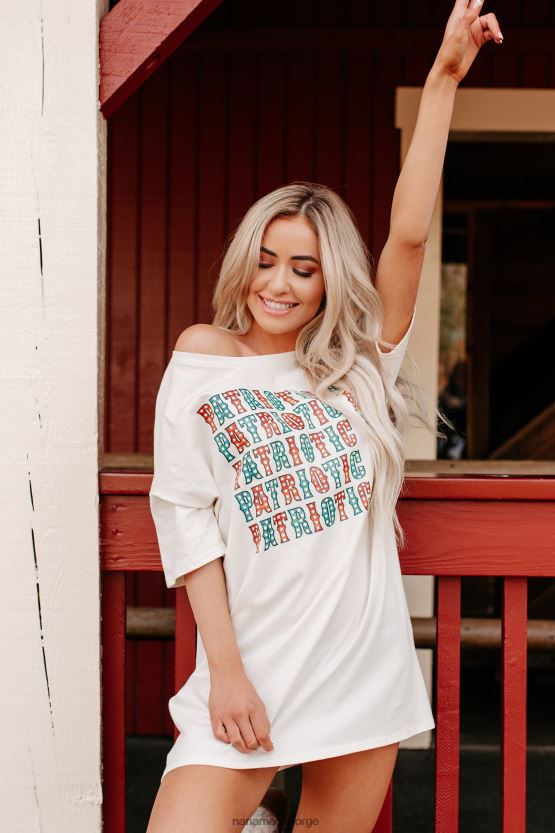 vanilje NanaMacs patriotisk av overdimensjonert grafisk t-skjortekjole 402NJ03569