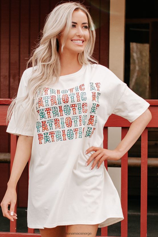 vanilje NanaMacs patriotisk av overdimensjonert grafisk t-skjortekjole 402NJ03569