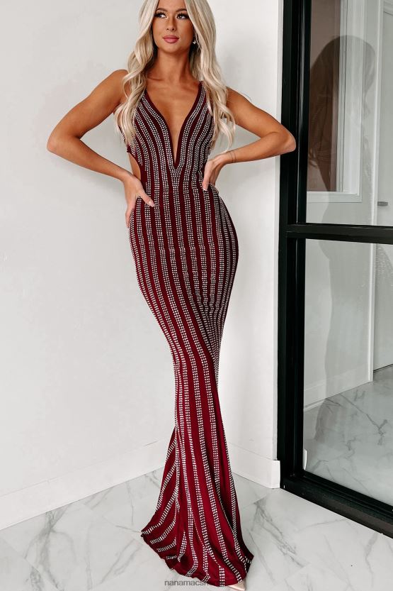 vin NanaMacs øyeblikk å gnistre rhinestone stripe kveldskjole 402NJ02371
