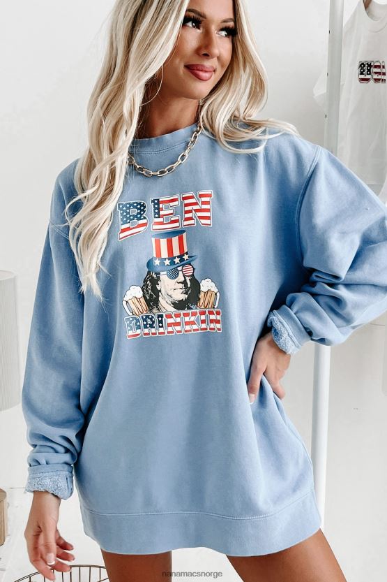 lyse blå NanaMacs ben drinkin vintage wash grafisk genser 402NJ01006