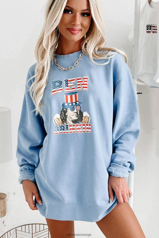 lyse blå NanaMacs ben drinkin vintage wash grafisk genser 402NJ01006