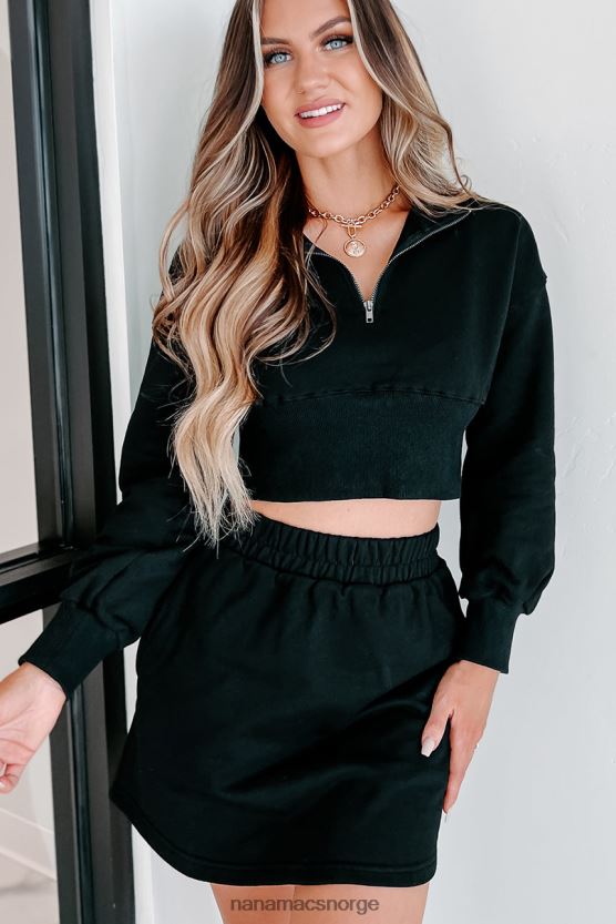 svart NanaMacs bygge selvtillit beskåret genser med halv glidelås 402NJ01609