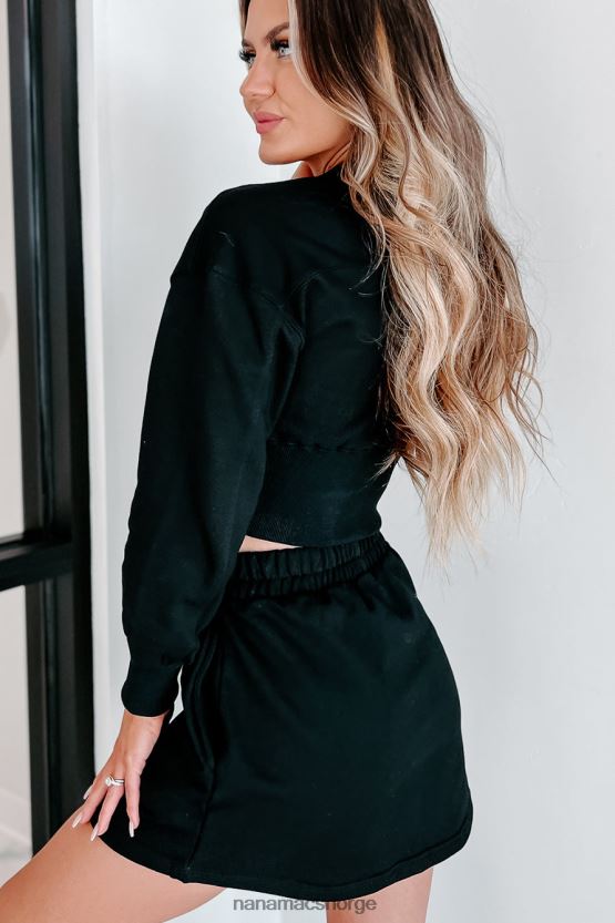 svart NanaMacs bygge selvtillit beskåret genser med halv glidelås 402NJ01609