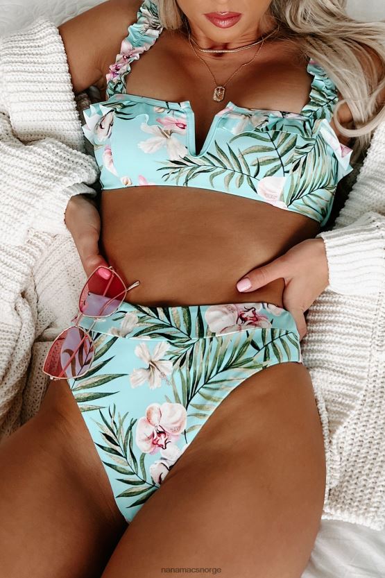 blå blomster NanaMacs strandliv floral bikinisett med volanger 402NJ03520