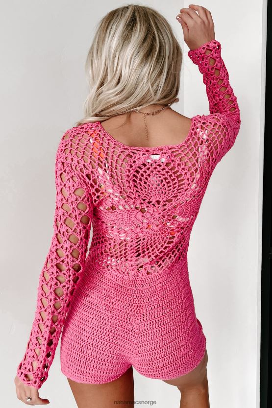 fuchsia NanaMacs et sted på en strand hekle strikket romper svømme dekke opp 402NJ03556