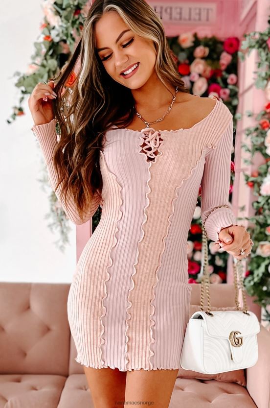 fersken NanaMacs soraya langermet salatkant fargeblokk bodycon 402NJ02206