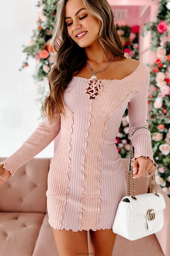 fersken NanaMacs soraya langermet salatkant fargeblokk bodycon 402NJ02206