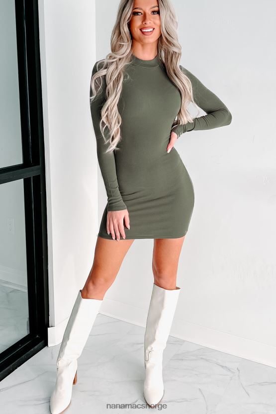 mørk oliven NanaMacs lagre unnskyldninger åpne bakside bodycon 402NJ02475