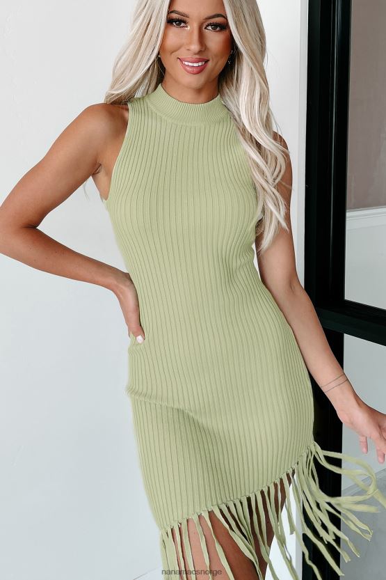 salvie NanaMacs desert retreat ribbestrikket bodycon-kjole med frynser 402NJ01844