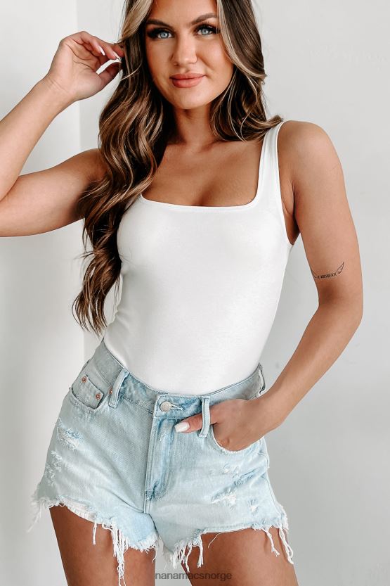 hvit NanaMacs hvis den ikke er ødelagt bodysuit med firkantet hals 402NJ0311